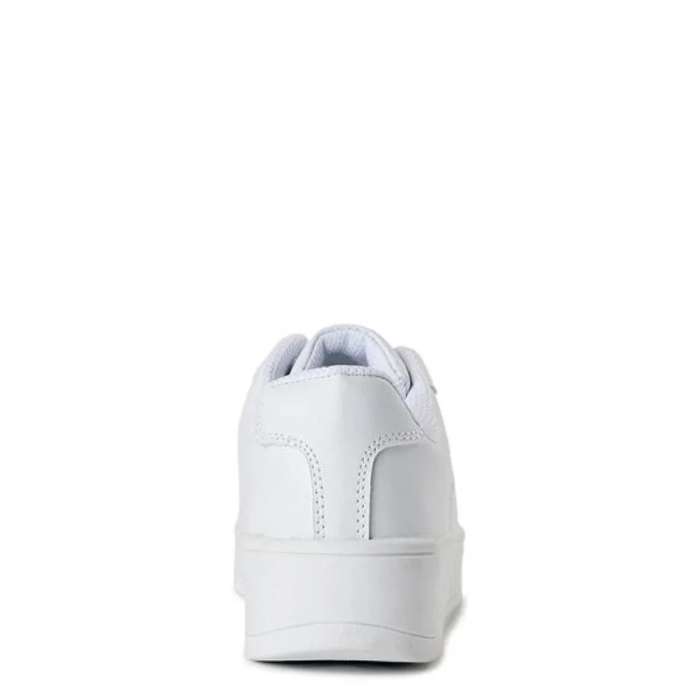 Women's Casual Shoes White Lace-Up Platform Sneakers - Picture 3 of 5